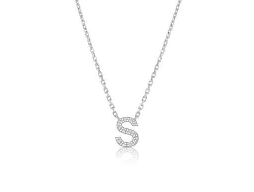Diamond Letter S Pendant in 18ct White Gold