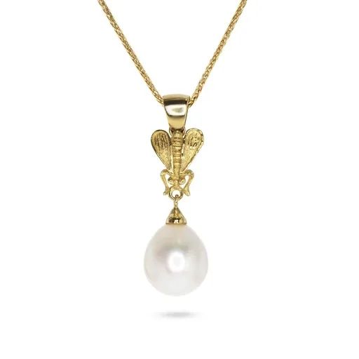 Bee Sculpture Pendant in 18ct Yellow Gold with Broome Pearl