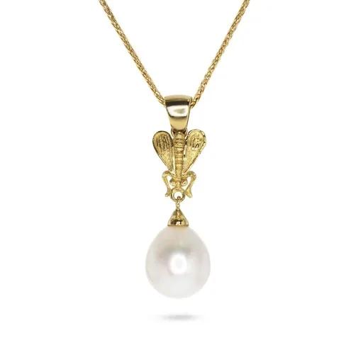 Bee Sculpture Pendant in 18ct Yellow Gold with Broome Pearl