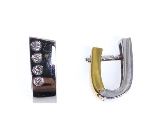 Huggie Earrings in 18k White Gold with Diamonds