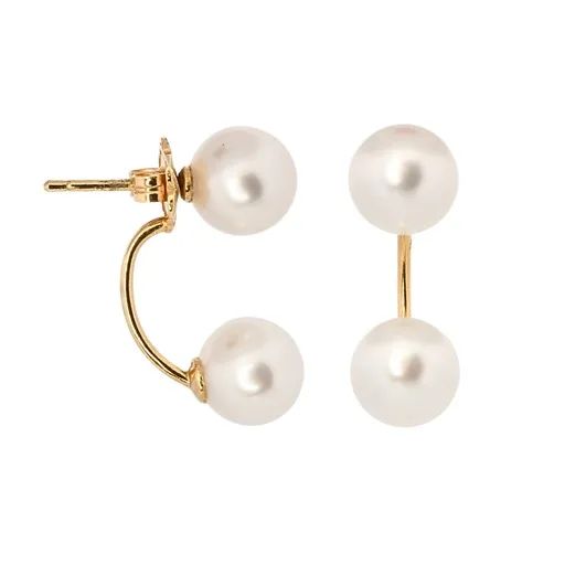 Broome Pearl & Diamond Underlobe Jacket Earrings in 18ct Yellow Gold
