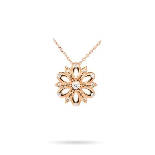 Flower Pendant in 18ct Rose Gold, Chain inc. 42-45cm