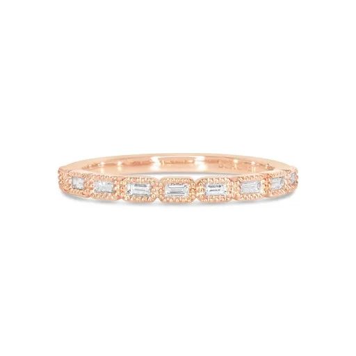 Baguette Diamond Bezel Milgrain Eternity Ring in 18ct Rose Gold