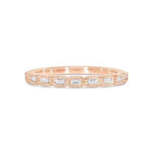 Baguette Diamond Bezel Milgrain Eternity Ring in 18ct Rose Gold