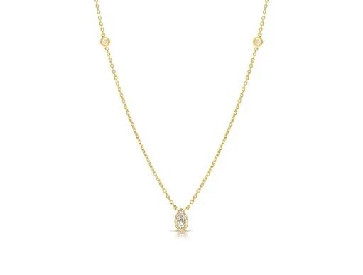 Pear Shape Floating Diamond Pendant in 18ct Yellow Gold