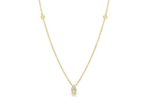 Pear Shape Floating Diamond Pendant in 18ct Yellow Gold