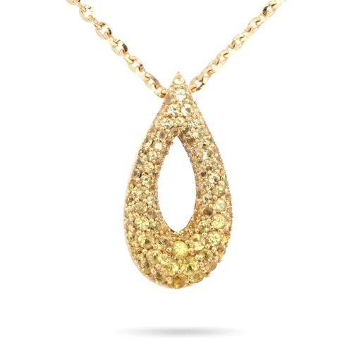 Sliding Petal Pendant in 18ct Yellow Gold, Ombre Sapphire