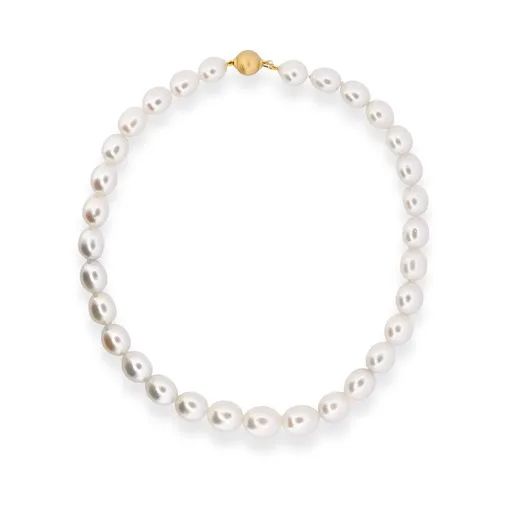Oval Strand Satin Necklace in 18ct Yellow Gold with Broome Pearl