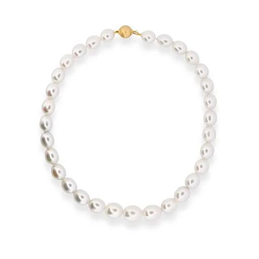 Oval Strand Satin Necklace in 18ct Yellow Gold with Broome Pearl