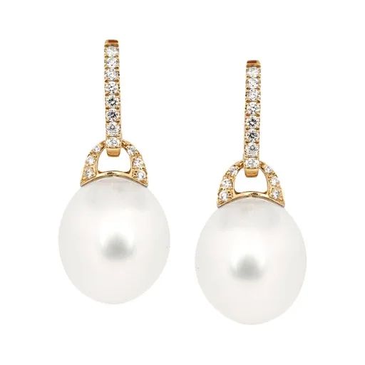 Huggie Earrings with Broome Pearl Sliders in 18ct Yellow Gold