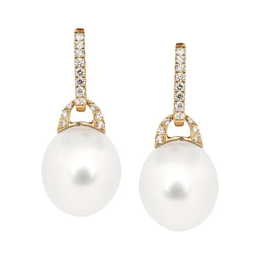 Huggie Earrings with Broome Pearl Sliders in 18ct Yellow Gold