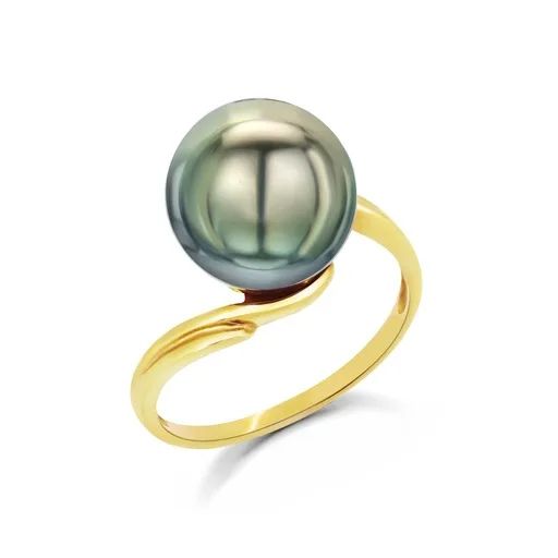 Tahitian Pearl & 18ct Yellow Gold Swirl Ring
