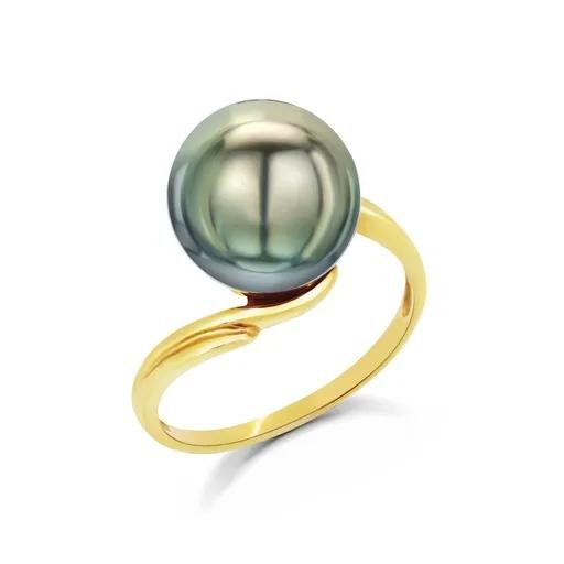 Tahitian Pearl & 18ct Yellow Gold Swirl Ring
