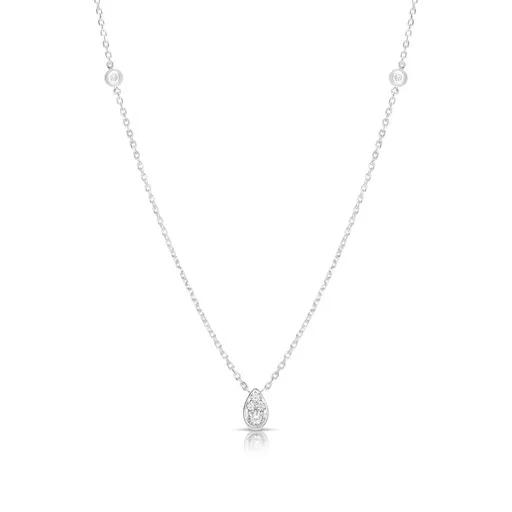 Pear Shape Pave Pendant & Floating Chain in 18ct White Gold