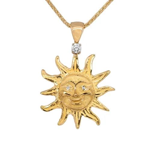 Sculpture Sun Pendant in 18ct Yellow Gold