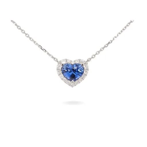 Heart Ceylon Halo Pendant in 950 Platinum