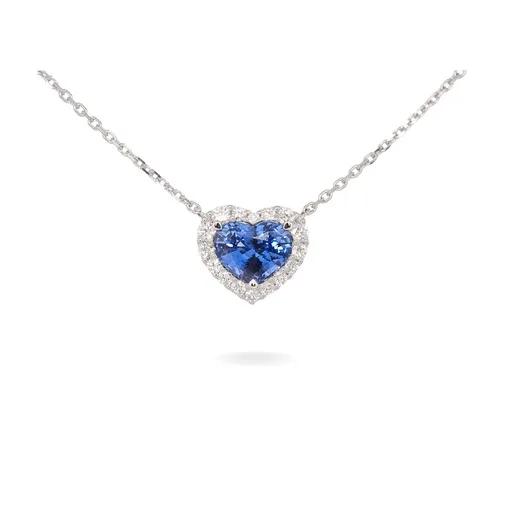 Heart Ceylon Halo Pendant in 950 Platinum