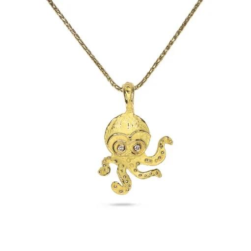 Octopus Pendant Sculpture in 18ct Yellow Gold