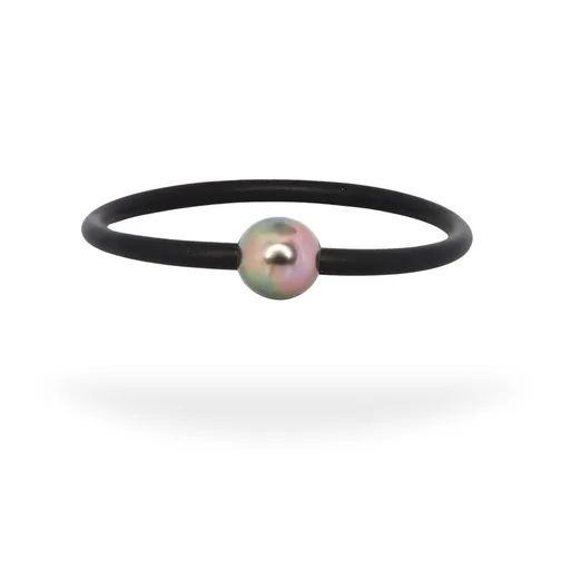 Women’s Neoprene Bracelet in 9ct Gold with Tahitian Pearl, Green