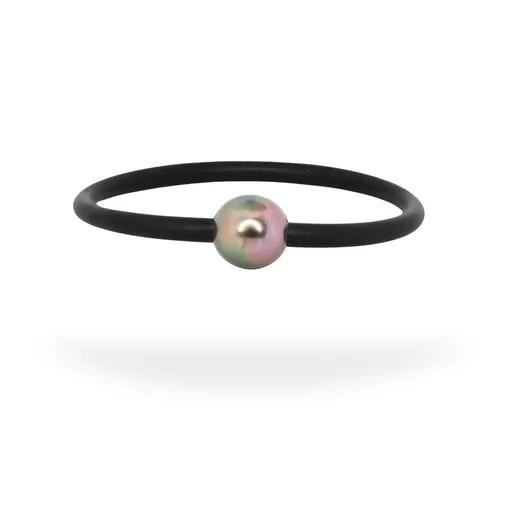 Women’s Neoprene Bracelet in 9ct Gold with Tahitian Pearl, Green