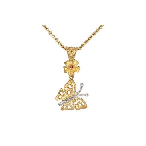 Sapphire & Diamond Pendant in 18k Yellow Gold