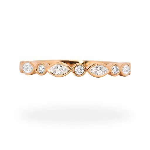 Marquise & Round Bezel Diamond Ring in 18ct Rose Gold