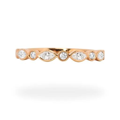 Marquise & Round Bezel Diamond Ring in 18ct Rose Gold