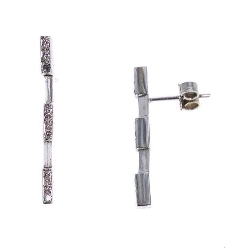 Pave Bar Drop Stud Earrings in 18ct White Gold
