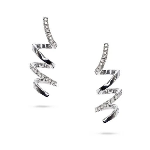 Diamond Spiral Stud Earrings in 18ct White Gold