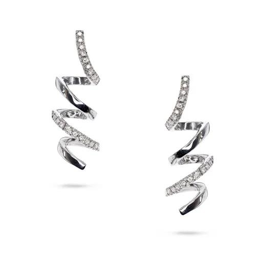 Diamond Spiral Stud Earrings in 18ct White Gold
