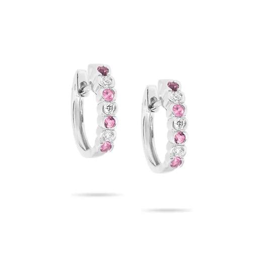 Half Bezel Huggie Earrings in 950 Platinum with Sapphire & Diamonds