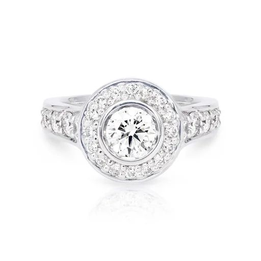 Diamond Temple Ring in 18k White Gold