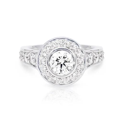 Diamond Temple Ring in 18k White Gold
