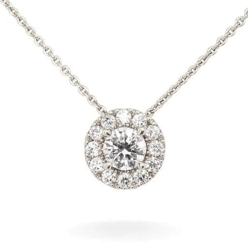 Halo Diamond Pendant Slider in 950 Platinum
