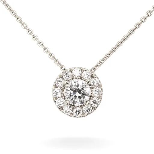 Halo Diamond Pendant Slider in 950 Platinum
