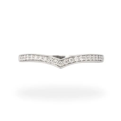 Pave Diamond & Platinum Chevron Ring