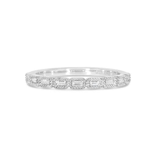 Baguette Bezel Milgrain Eternity Ring in 18ct White Gold