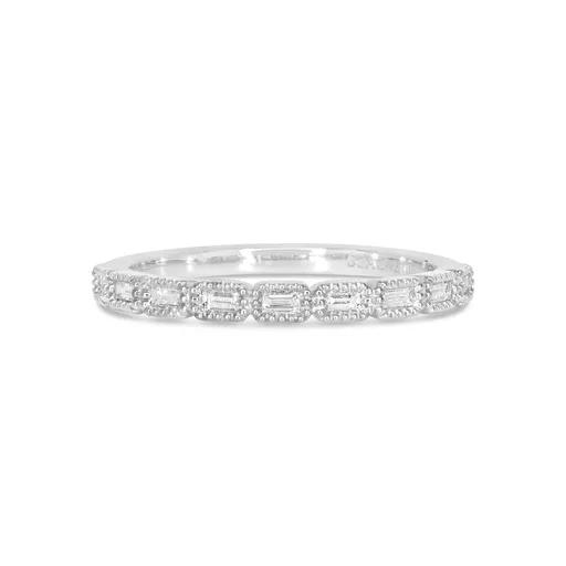 Baguette Bezel Milgrain Eternity Ring in 18ct White Gold