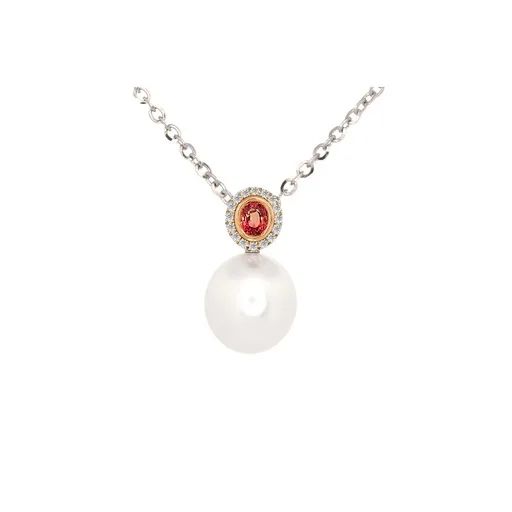Bezel-Set Red Sapphire & Diamond Pendant in 18ct Rose Gold