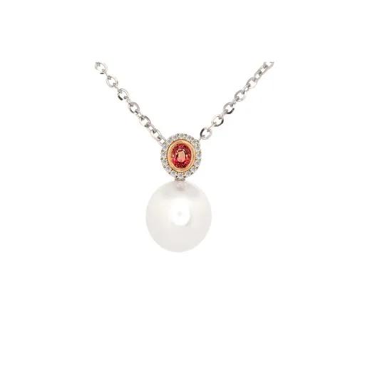 Bezel-Set Red Sapphire & Diamond Pendant in 18ct Rose Gold