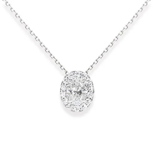 Oval Halo Diamond Pendant in 950 Platinum