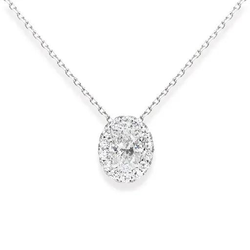 Oval Halo Diamond Pendant in 950 Platinum
