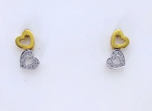 Heart Diamond Stud Earrings in 18ct Two-Tone Gold