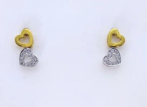 Heart Diamond Stud Earrings in 18ct Two-Tone Gold