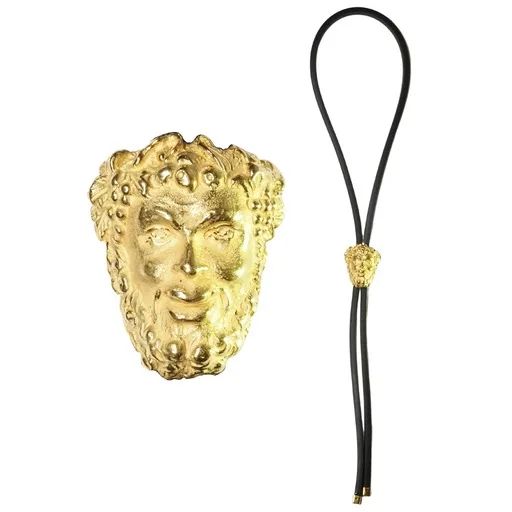 Neoprene Tie Pendant in 18ct Yellow Gold, Sculptured Bacco, Roman