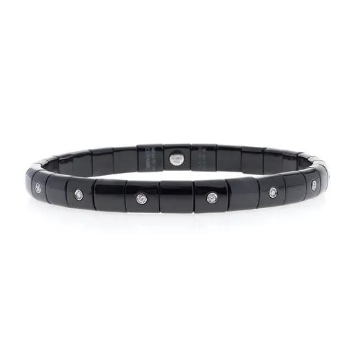 Black Ceramic Bezel Set Diamond Bracelet in 18ct White Gold