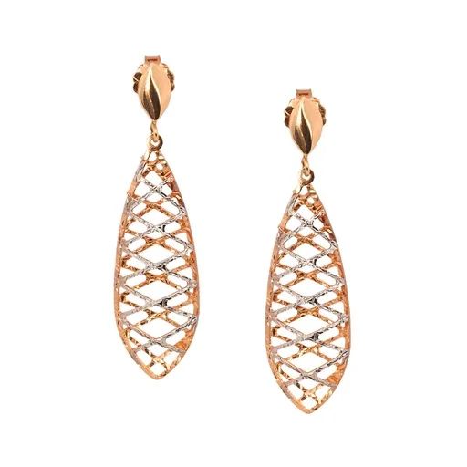 Textured Two-Tone Gold Drop Earrings