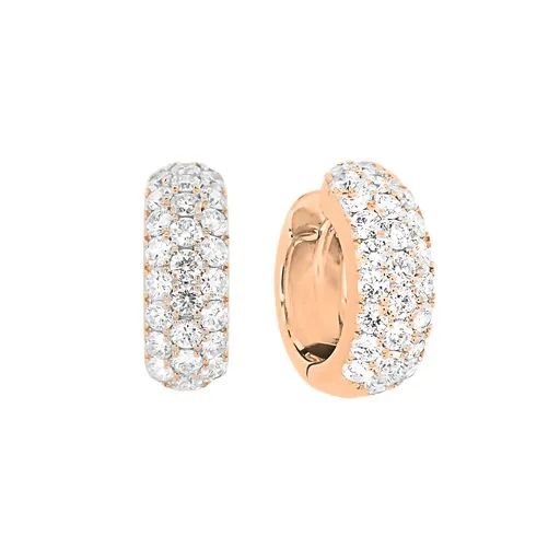 Diamond Pave Huggie Earrings in 18k Rose Gold