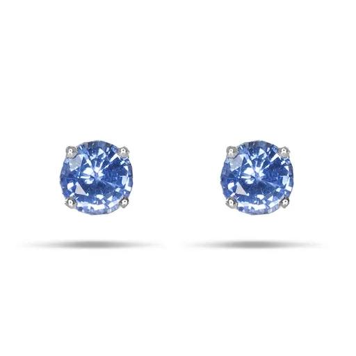 Blue Ceylon Sapphire & Diamond 4 Claw Stud Earrings in 18ct White Gold