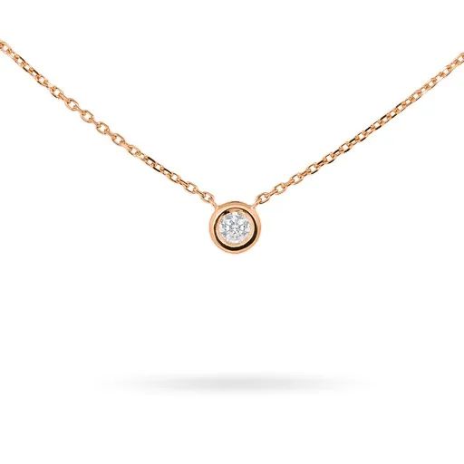 Floating Bezel Diamond Necklace in 18k Rose Gold